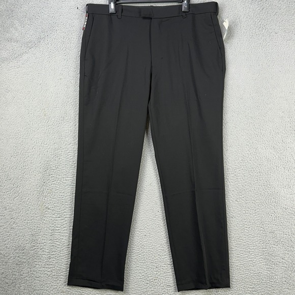 Van Heusen Flex Men Dress Pants 36X30 Black Stretch Flat Front Comfort Waist NEW - Picture 3 of 8